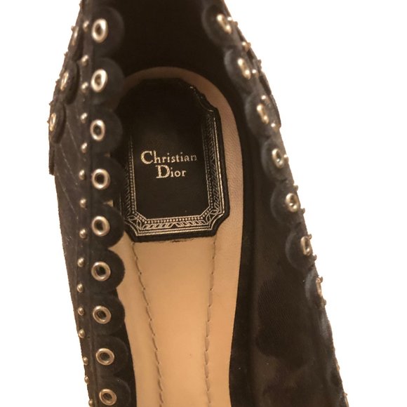 Christian Dior Black Suede Studded Pumps Size 39 - Picture 7 of 7